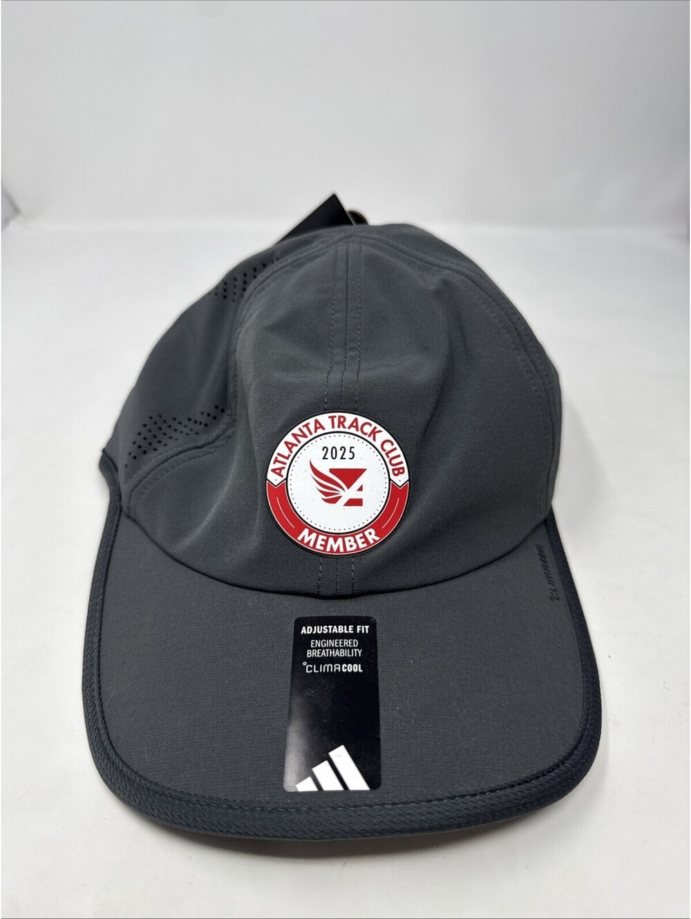 NWT 2025 Atlanta Track Club Member Adidas Superlite Adjustable Baseball Cap Gray